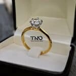 Six Prong White & Yellow Gold Engagement ring made in Bangkok